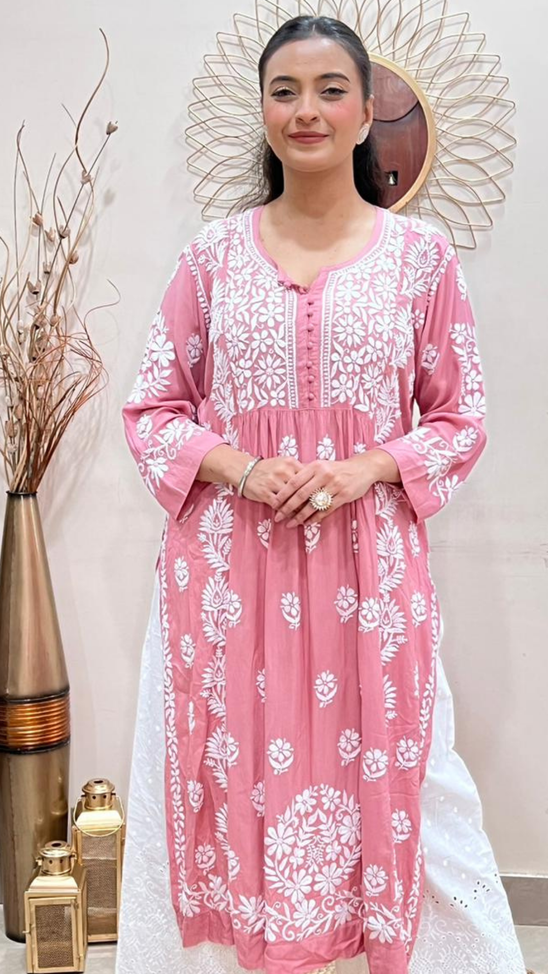 Masnavi zia kurti top pink