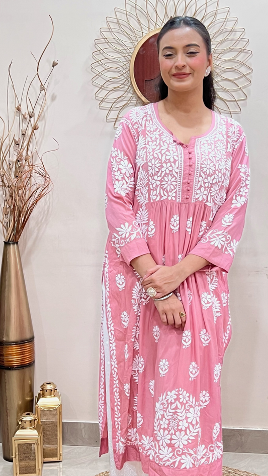 Masnavi zia kurti top pink