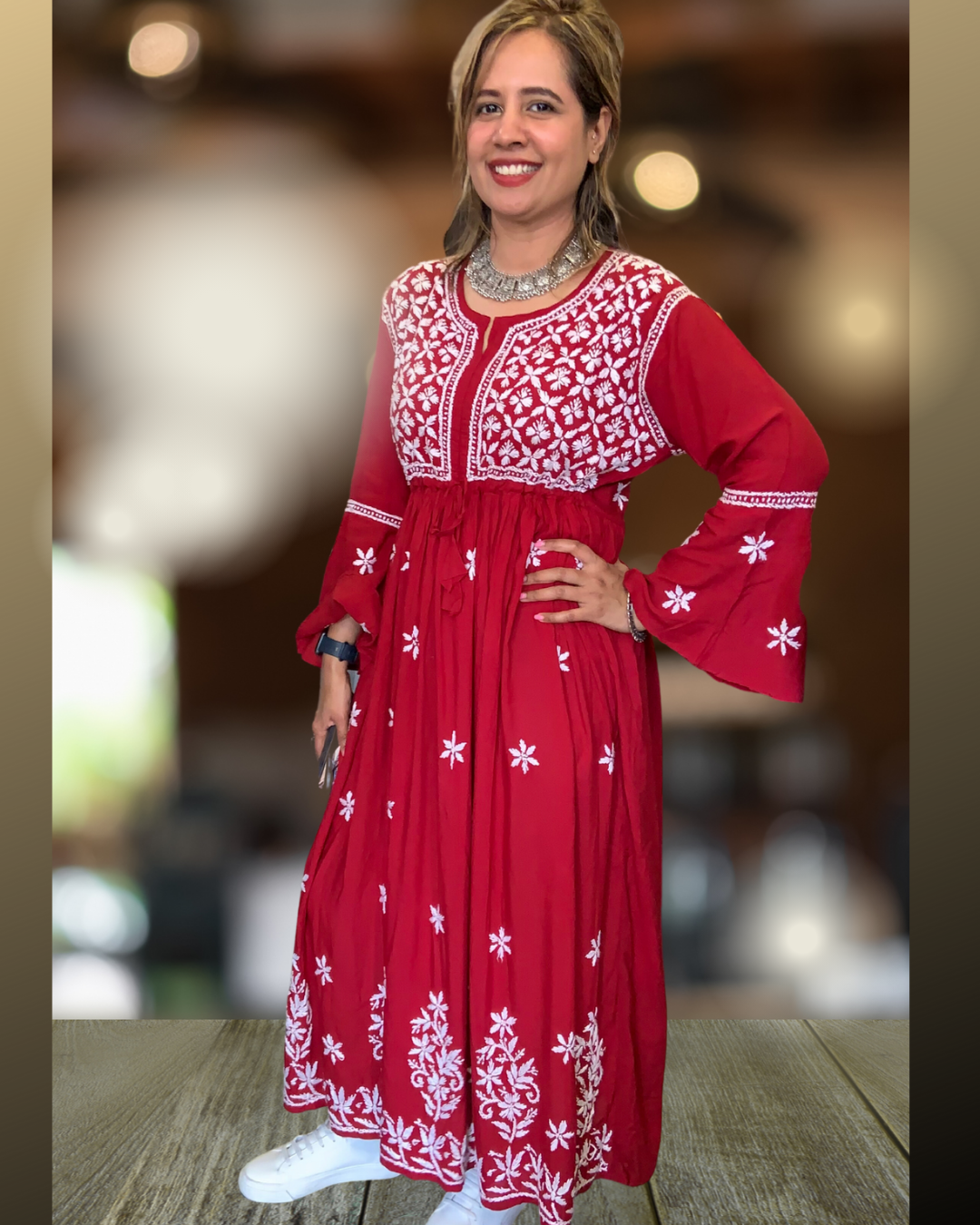 Freya longline frock red