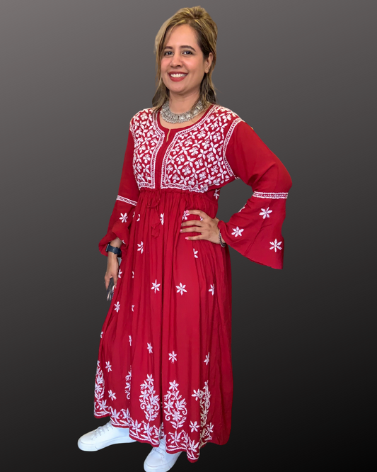 Freya longline frock red