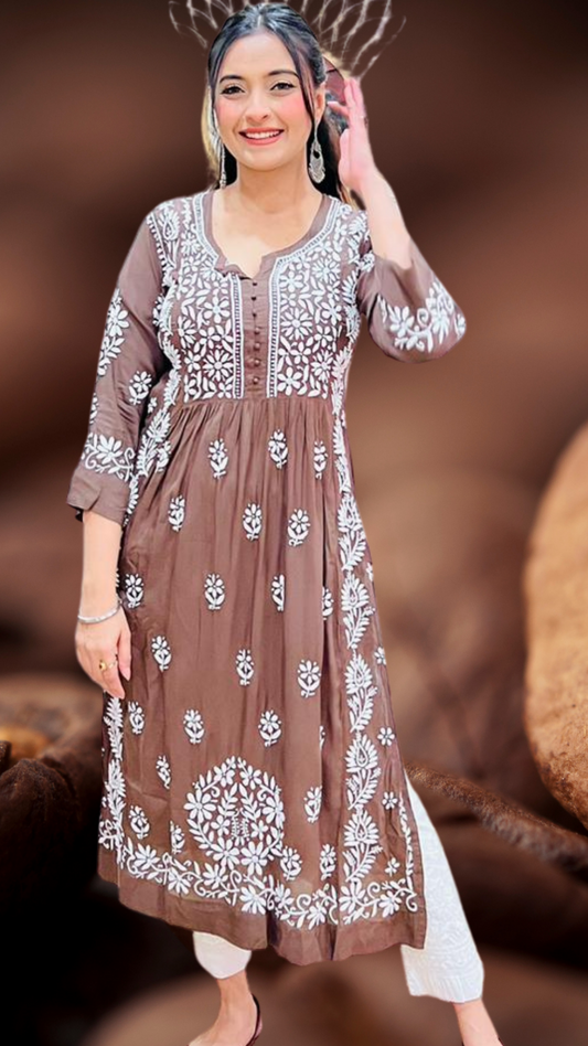 Masnavi zia kurti/top Mocha
