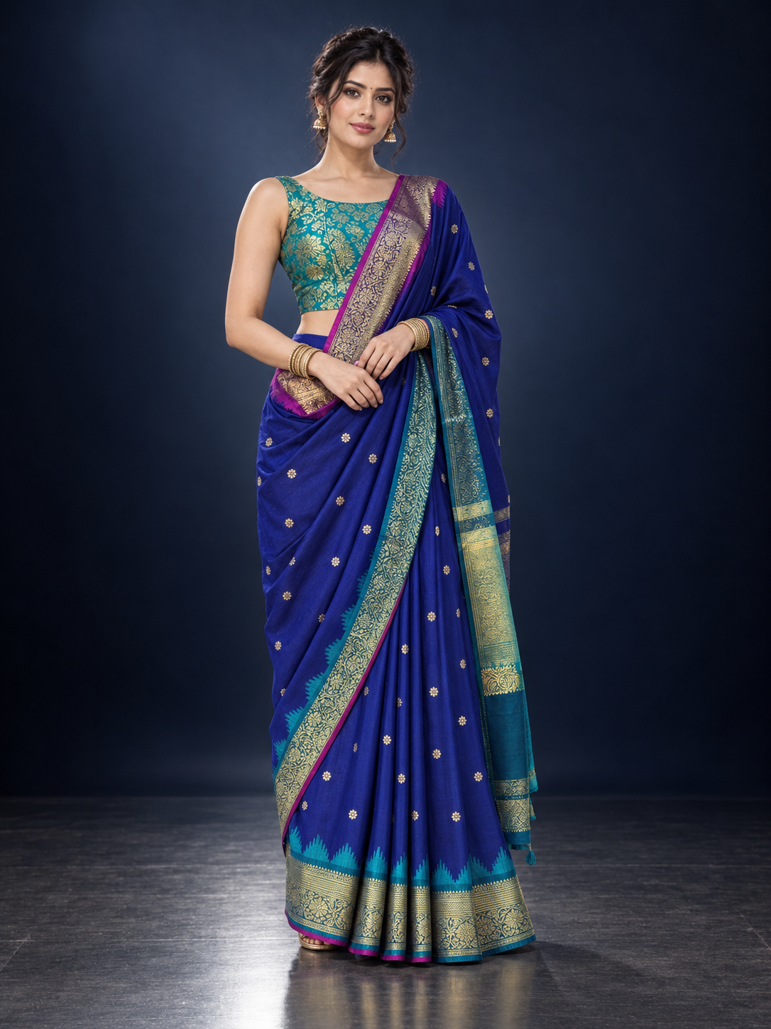 Masnavi Banarasi_kataan_silk_saree_mayur_blue