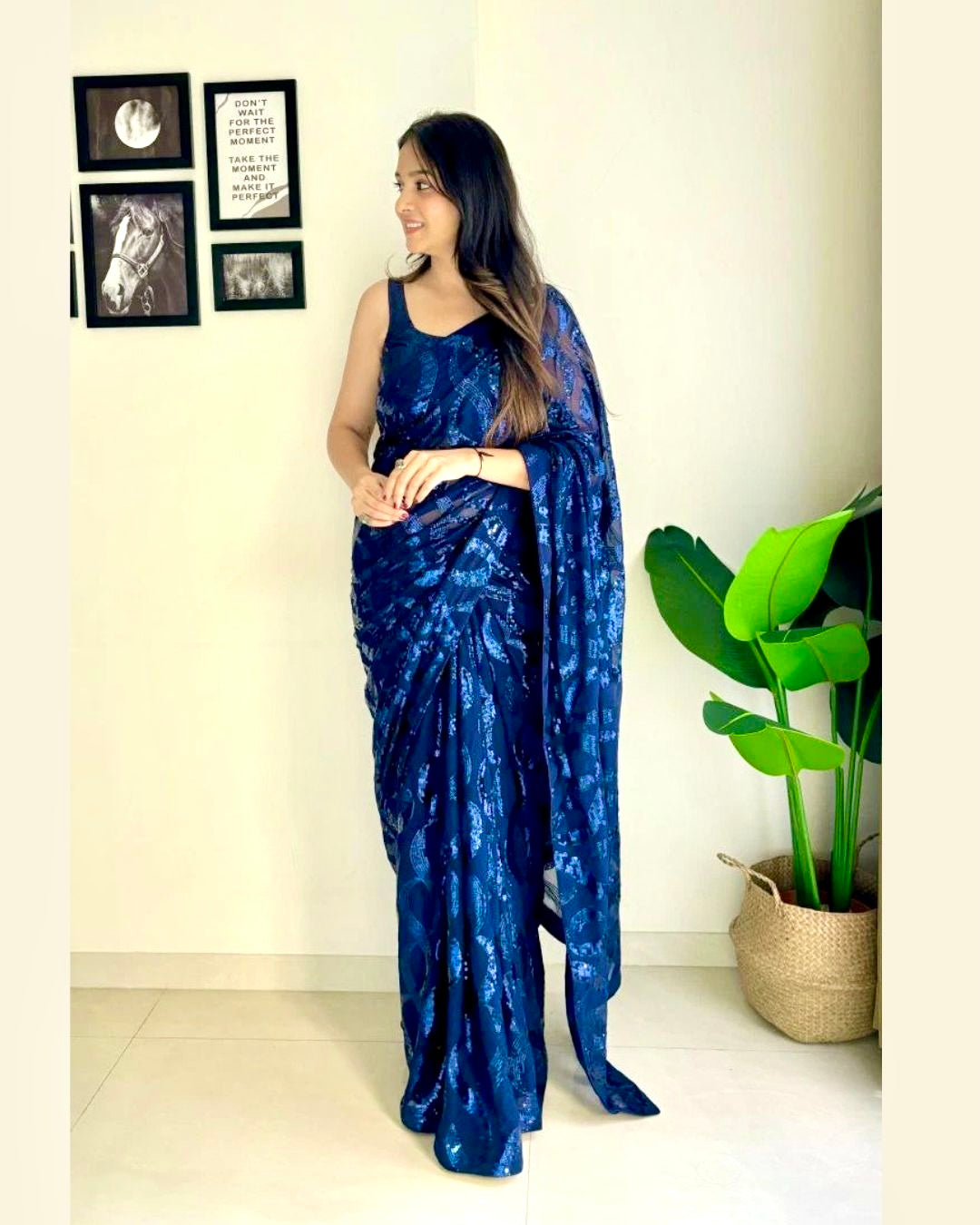 Dual Sequin Work Designer Sarees
