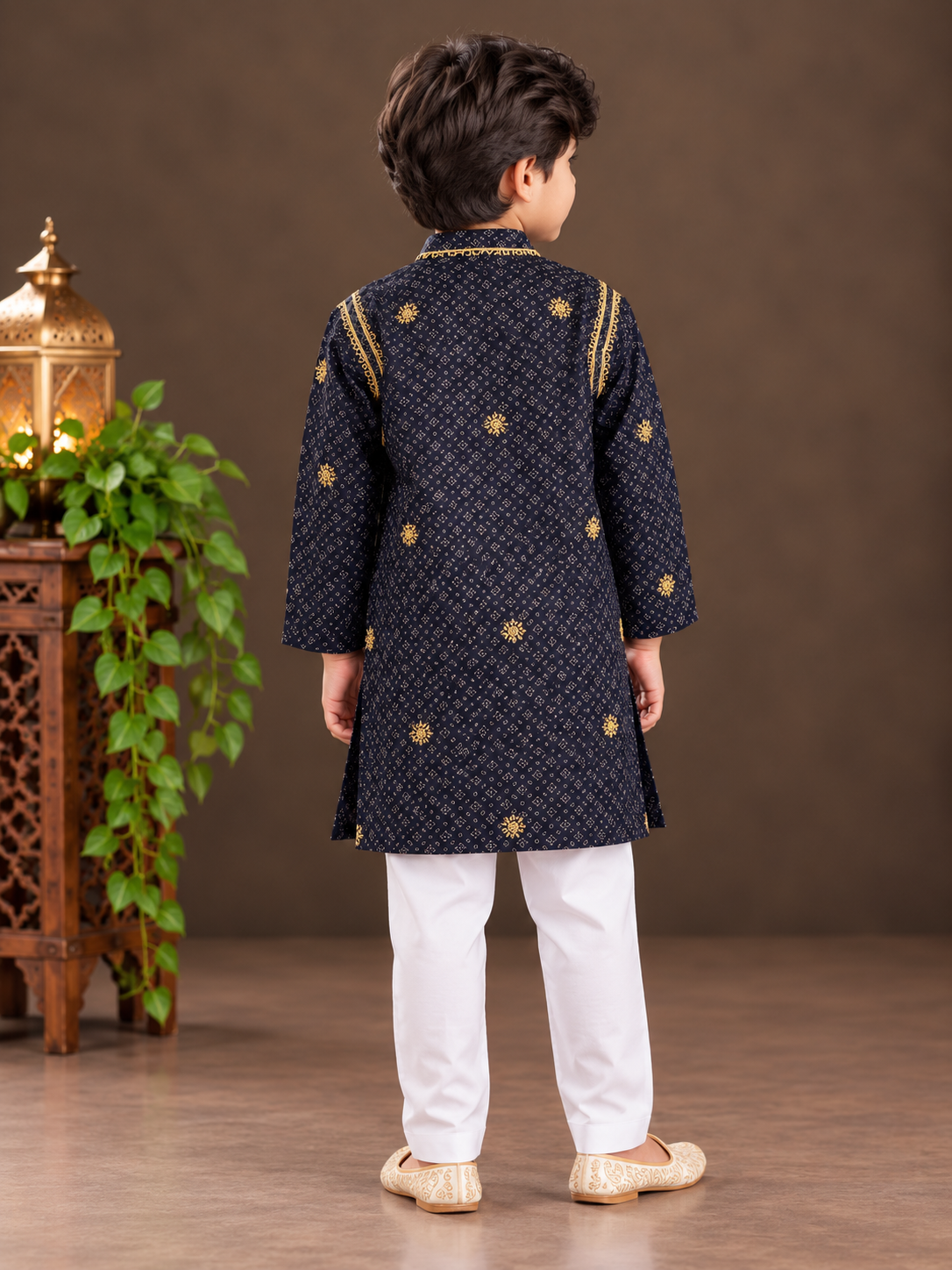 Hom little Saahab black chikankari kurta set