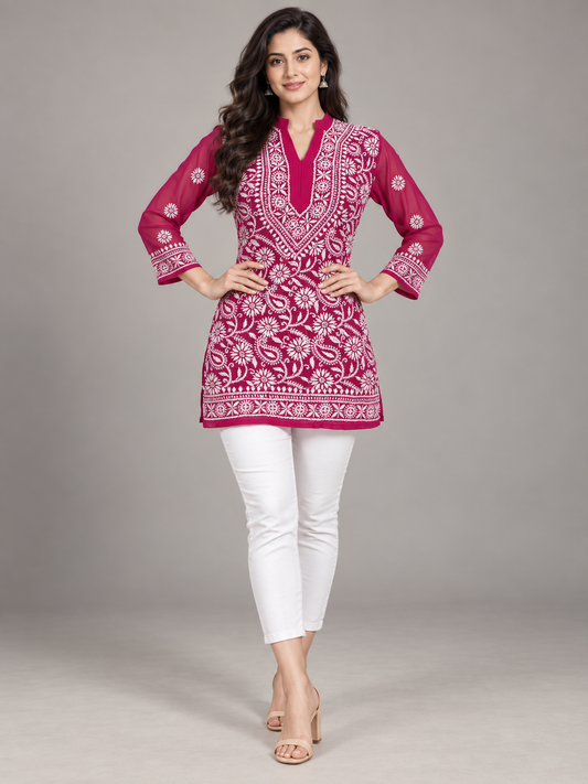 Forever georgette short top deep pink