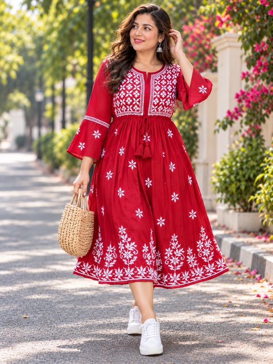 Freya chikankari midi dress