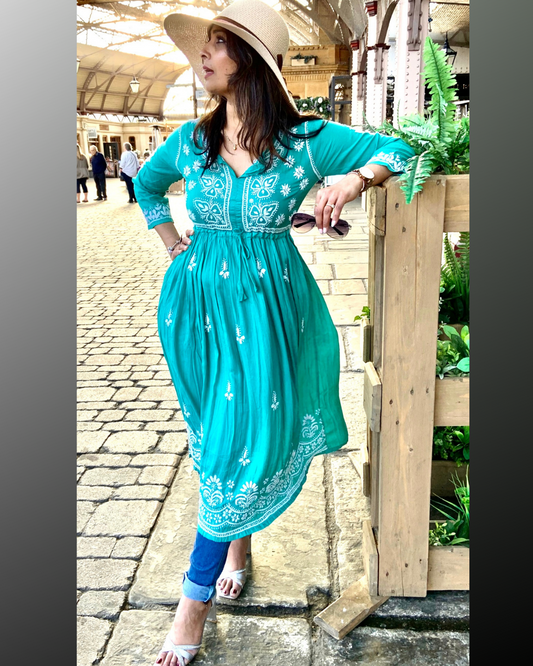 Freya Longline frock dress/ Aqua