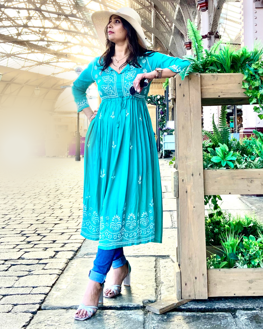 Freya Longline frock dress/ Aqua