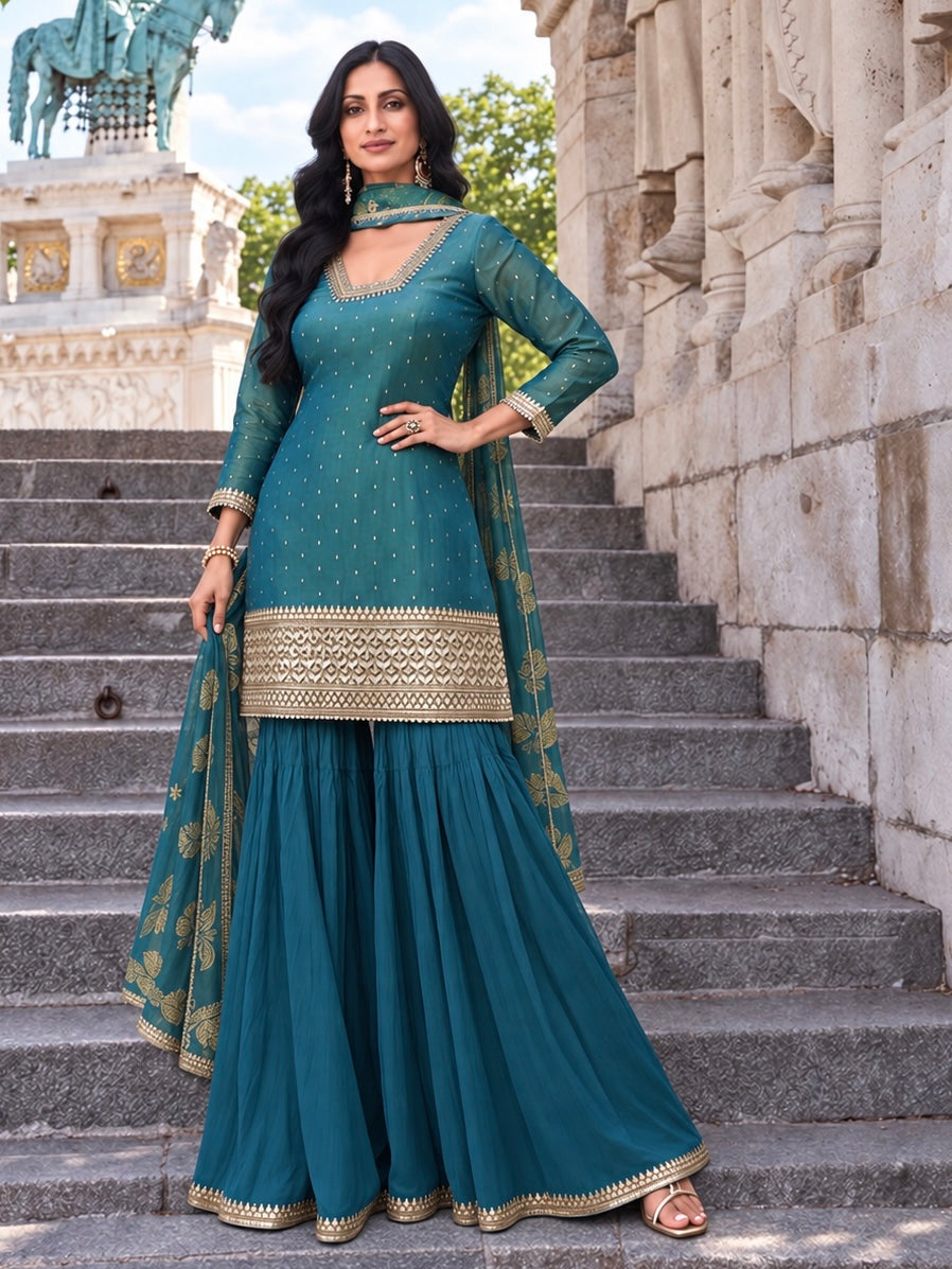 Green silk salwar kameez set