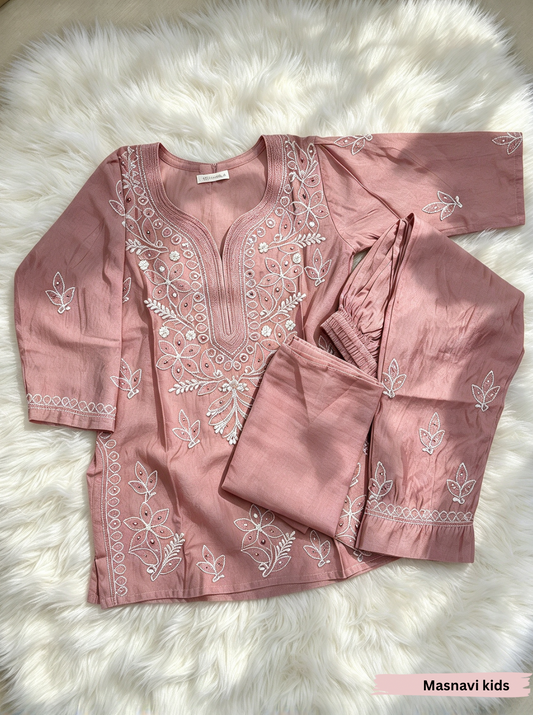 Hom_choco_brown_chikenkari_little_cinderella_dress