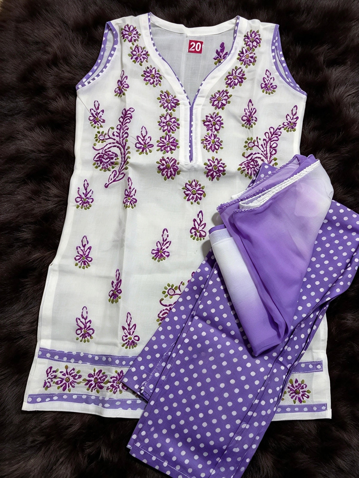 Hom lilac polka dots little girl cotton dress