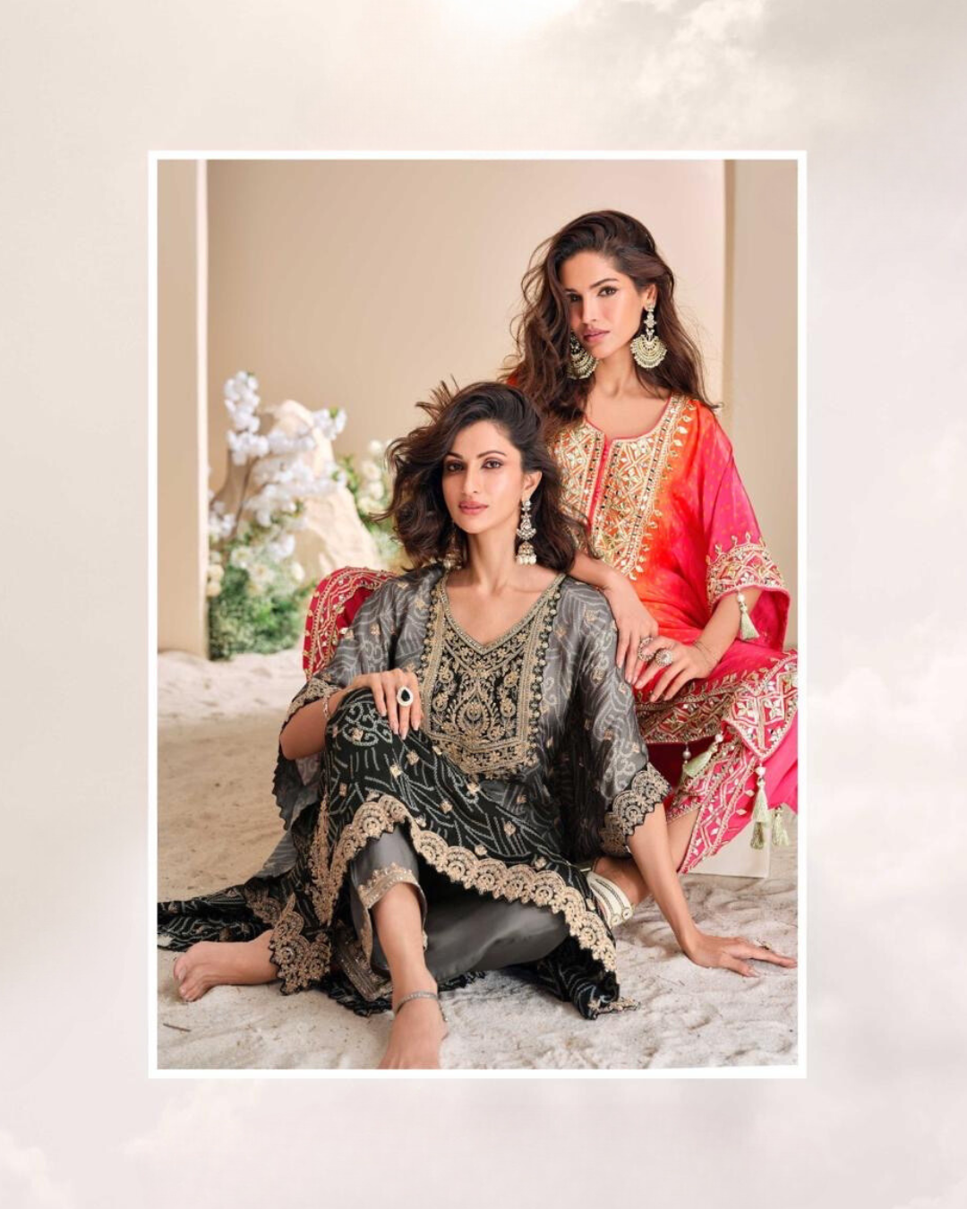 Orange kaftan dress