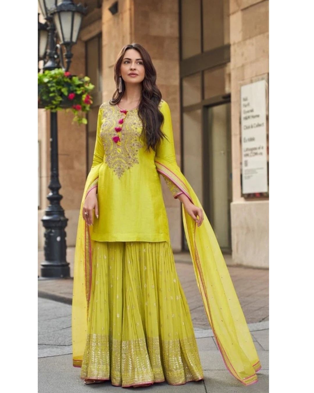 Mustard Chaand Raat Silk Kurta Gharara Set with Dupatta
