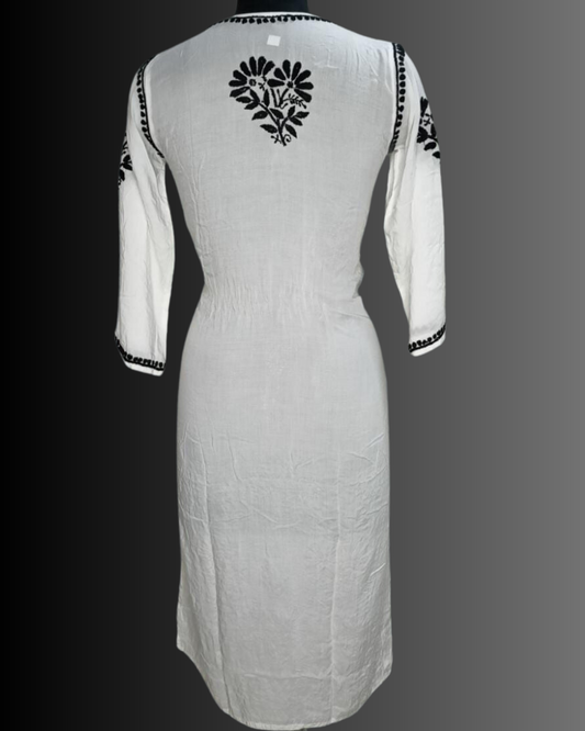 Adaa Chikankari white modal kurti/top