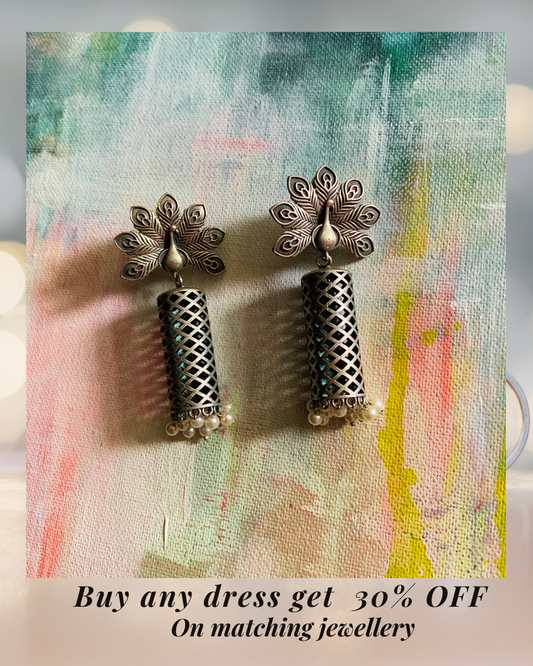 Peocock oxidised Earings