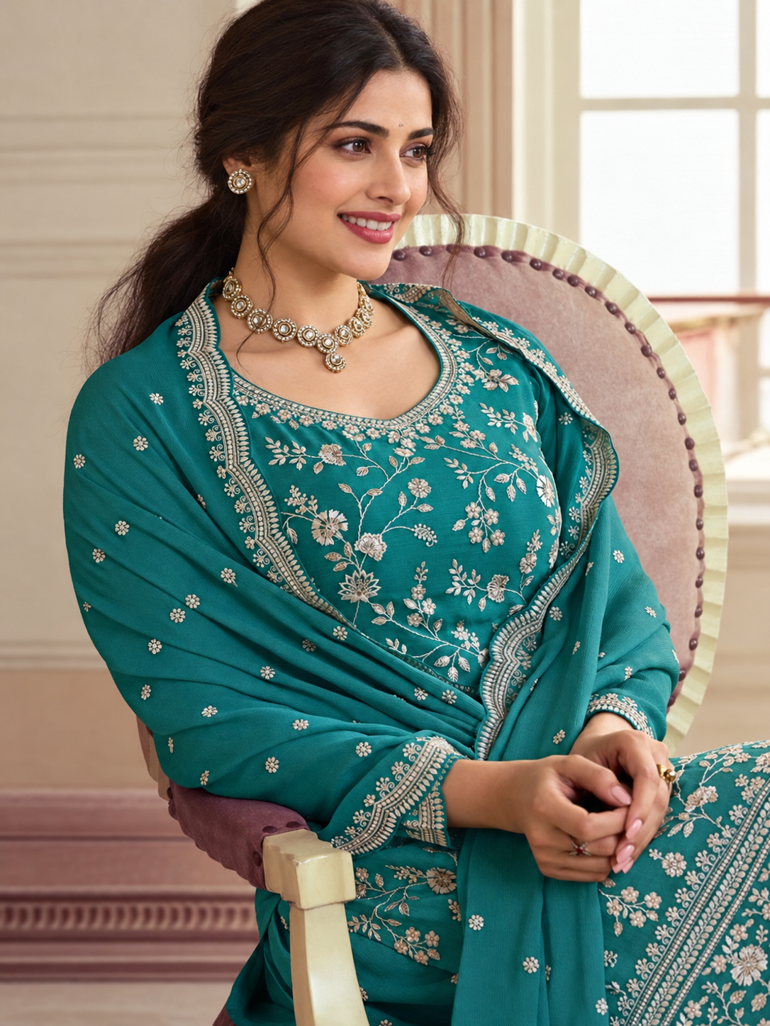 Naveli plus size silk dress viridian green