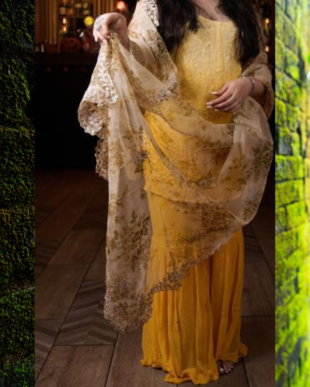 Organza dupatta ochre