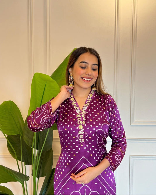 Purple Biba Silk Premium Suit
