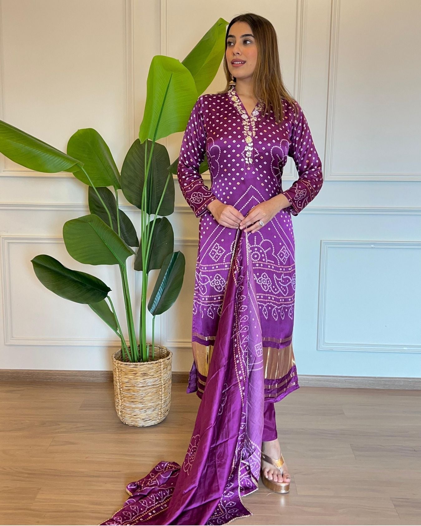 Purple Biba Silk Premium Suit