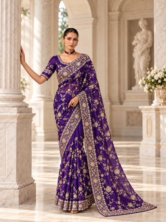 Rubab designer lilac sequin saree