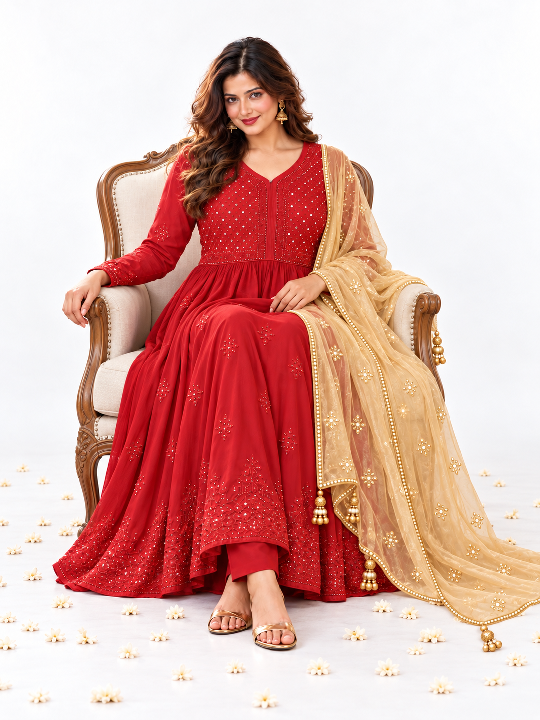 Rubai longline chikankari dress by Masnavi