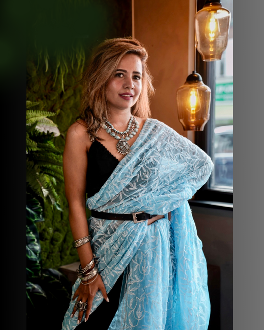 Forever georgette sari blue