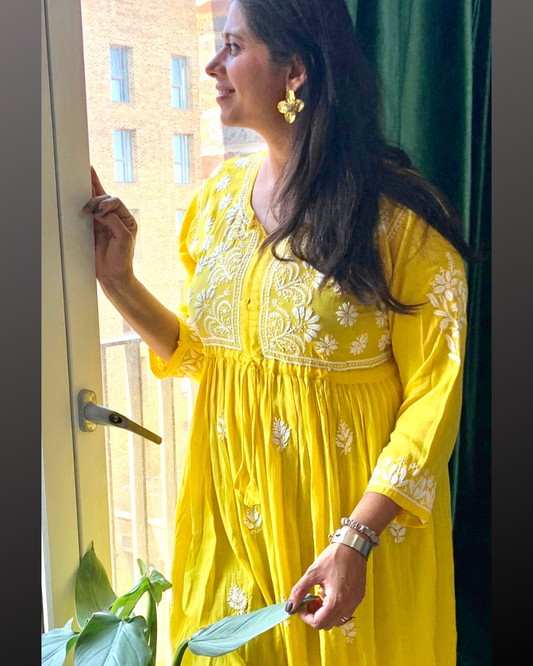 Freya longline frock dress/ Pastel Yellow