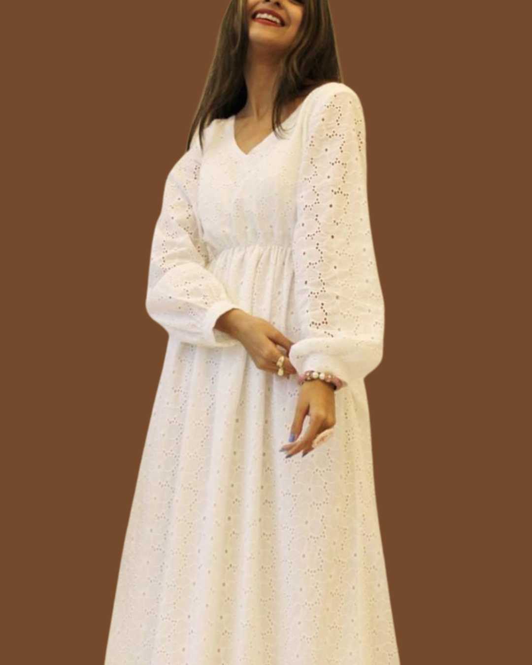 Hakuba long length white frock