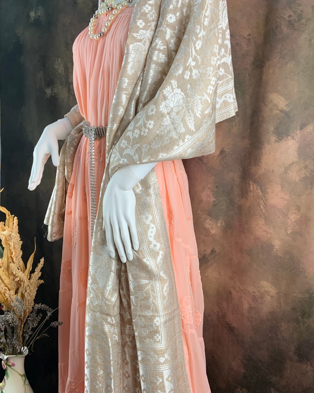 Pashmina jamavar royal silver