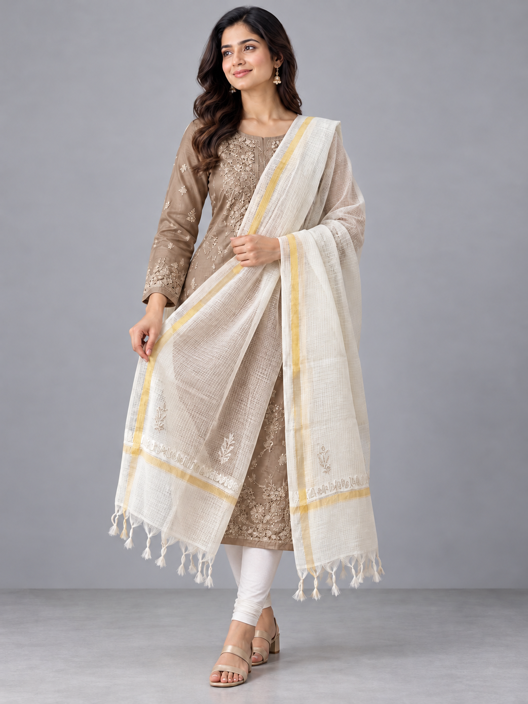k-silk chikankari duppatta