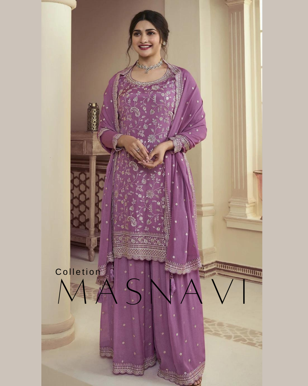 Naveli plus size Sharara silk dress lilac