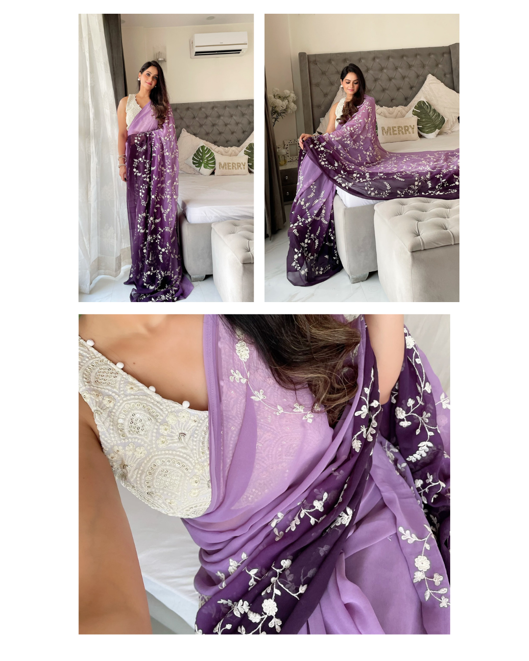 Lilac designer sari