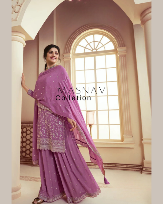Naveli plus size Sharara silk dress lilac