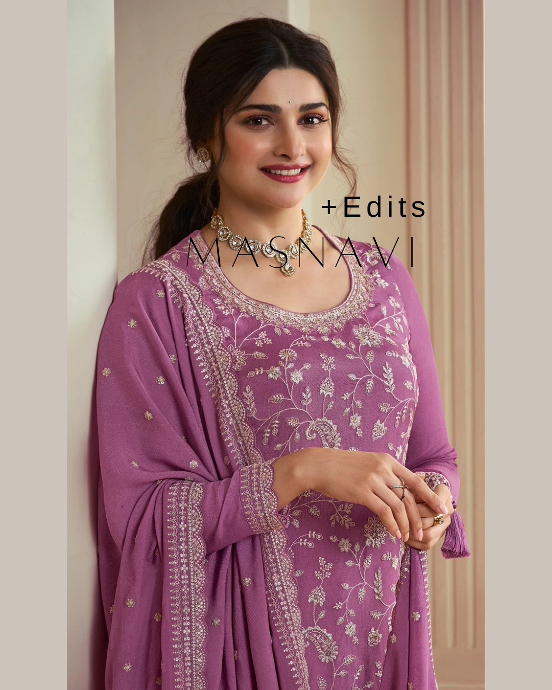 Naveli plus size Sharara silk dress lilac