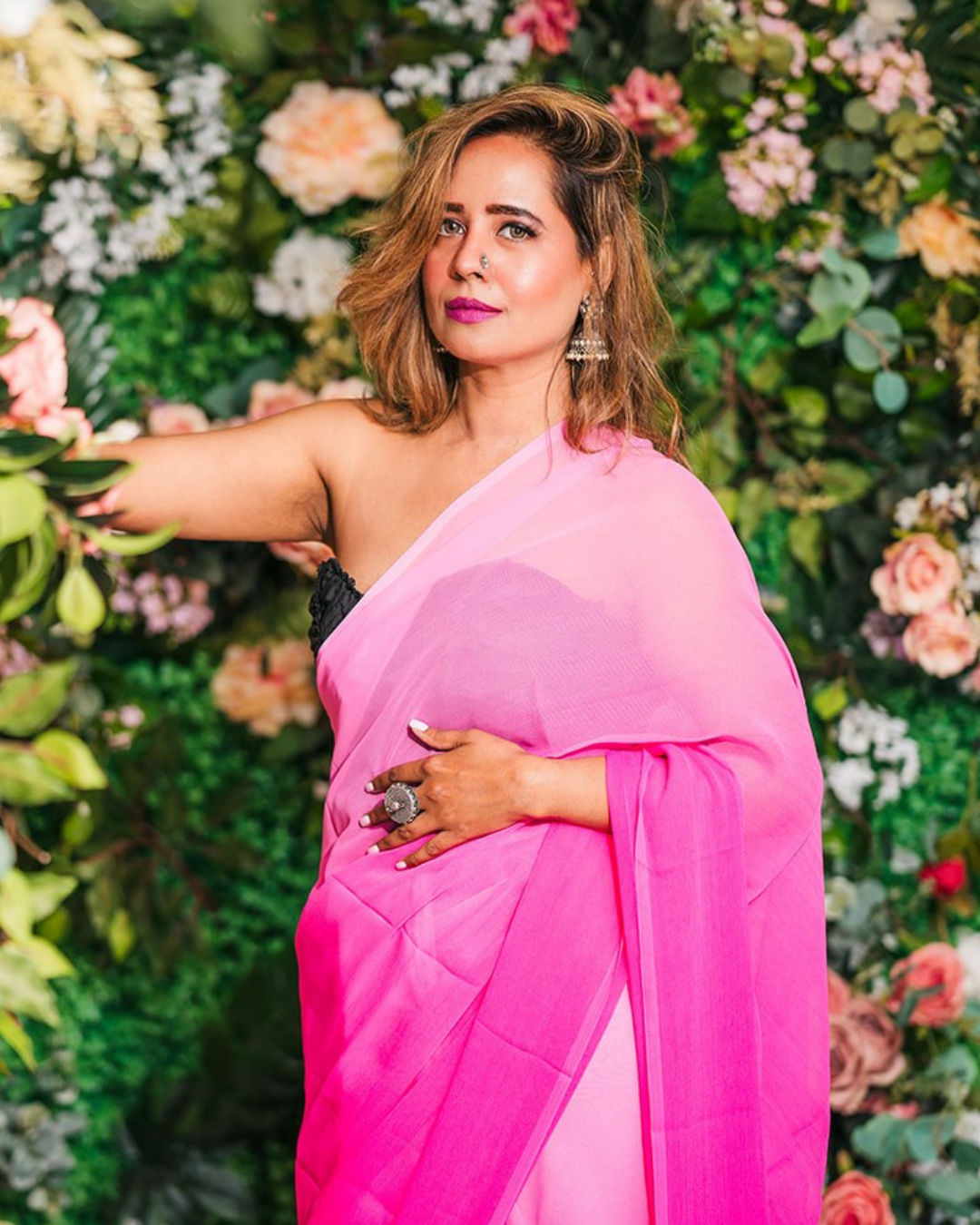 Rani ombre chiffon sari