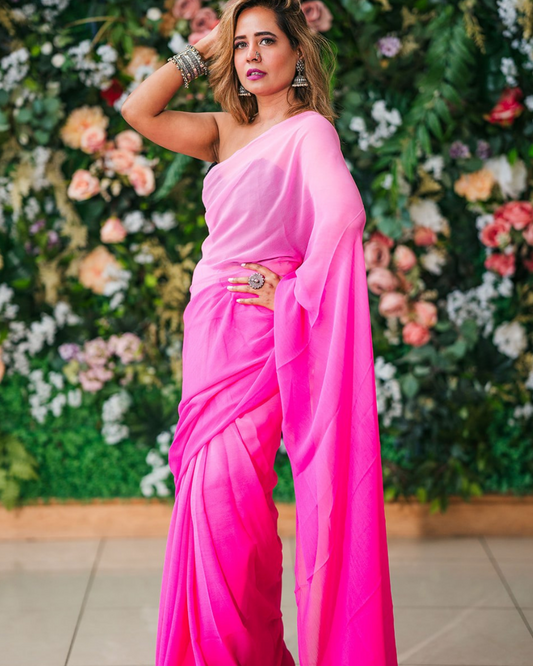 Rani ombre chiffon sari