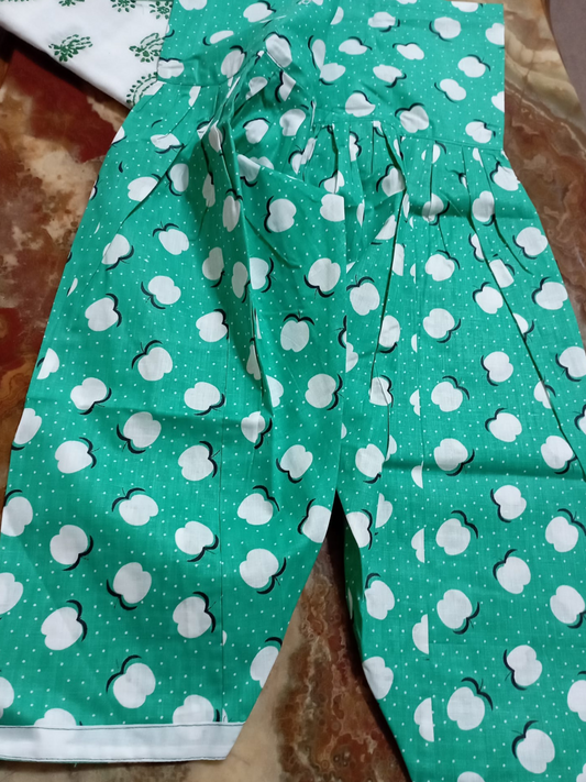 Green cotton dress set