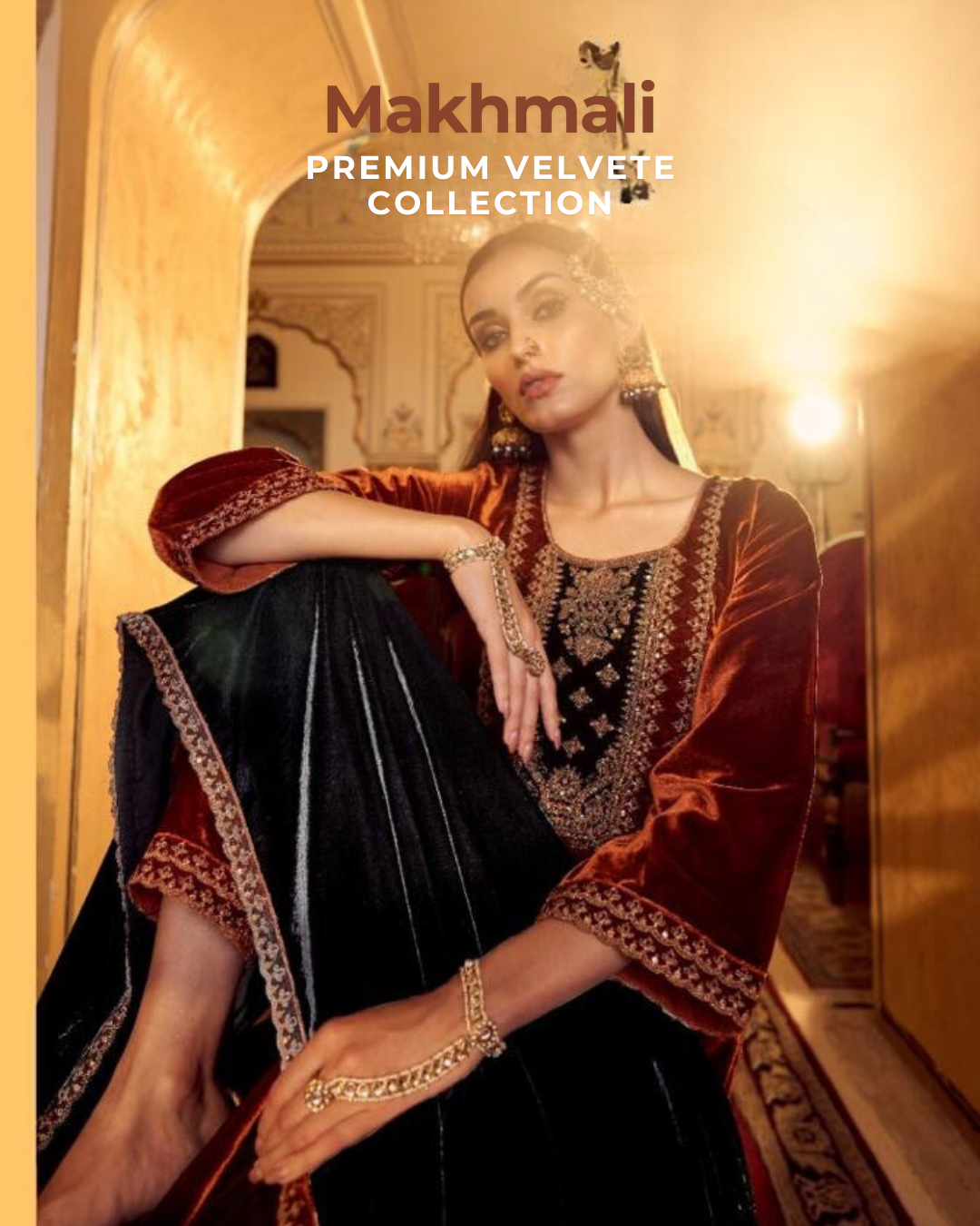 Persian blue Makhmali Velvet suit dress