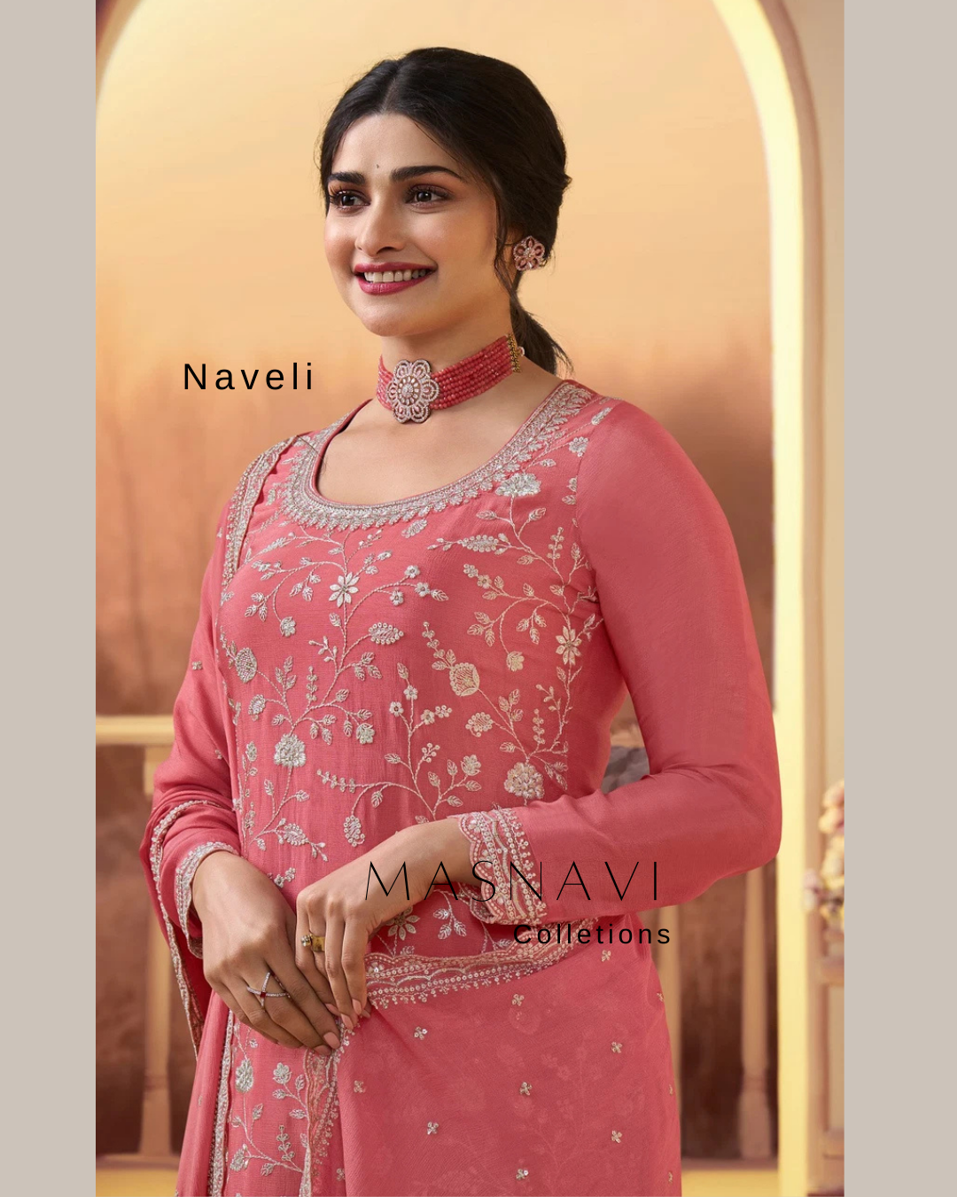 Naveli plus size silk dress Peach