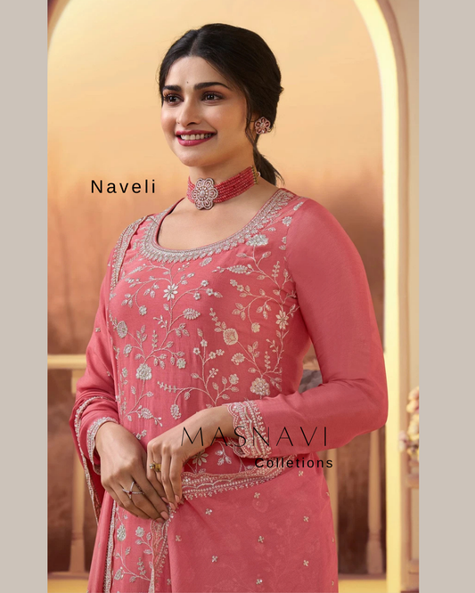 Naveli peach plus size silk dress