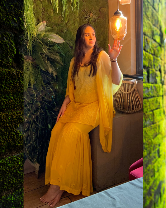 Shokhi ombre dress set yellow