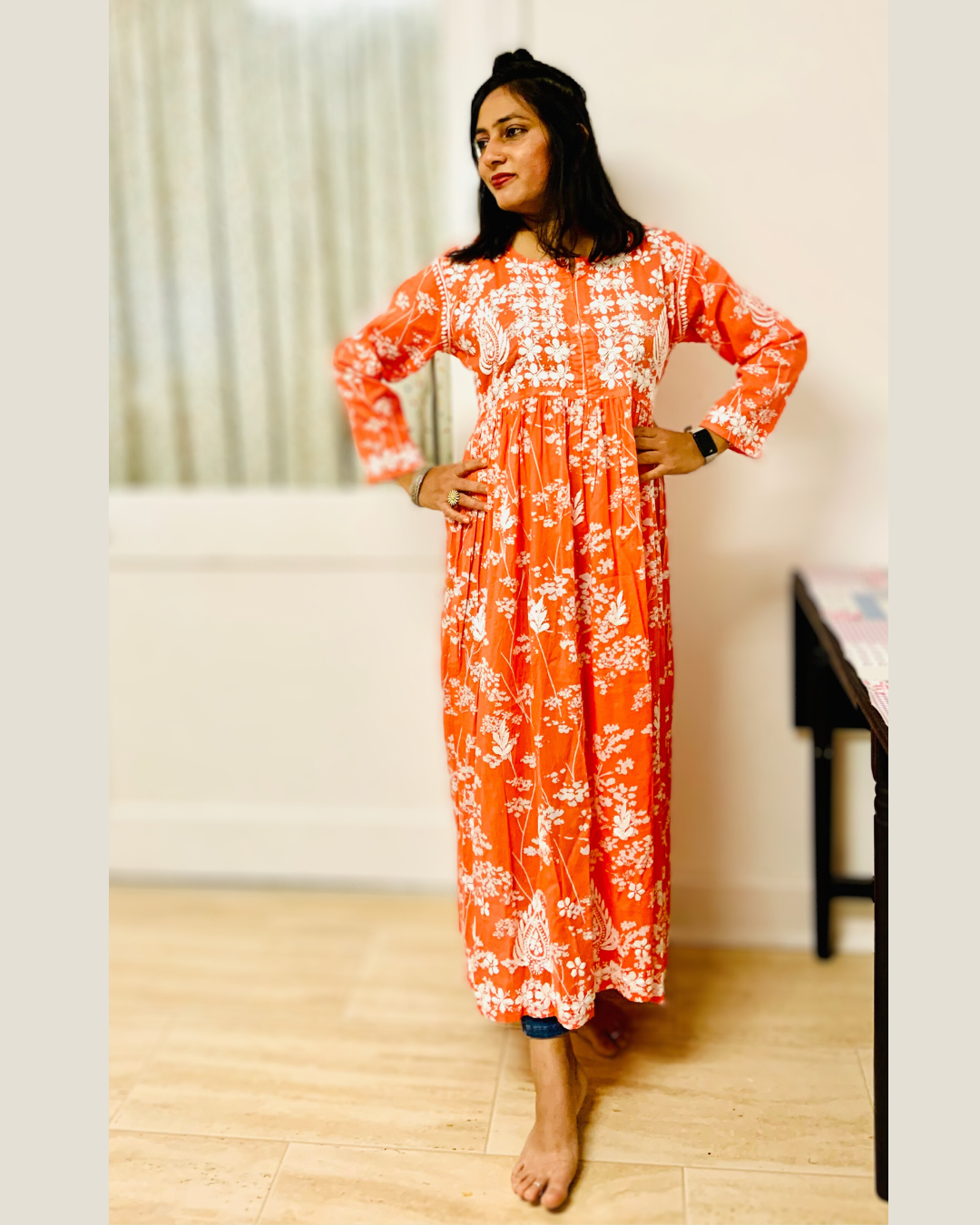 Sukoon longline summer dress orange