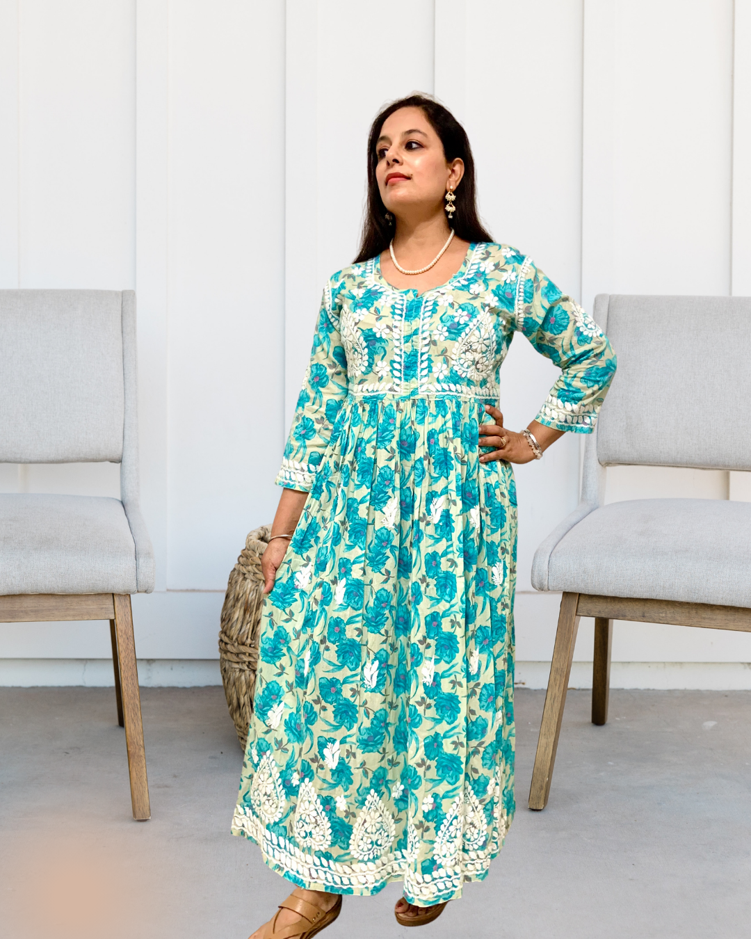 sukoon longline summer dress green