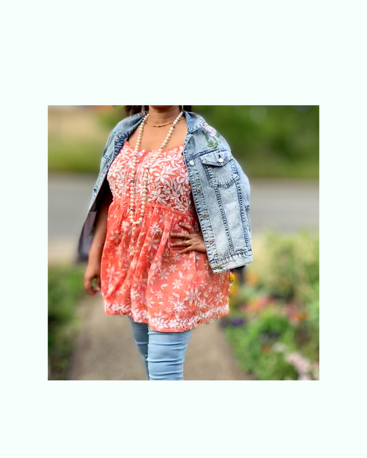 masnavi yara mulmul short top orange