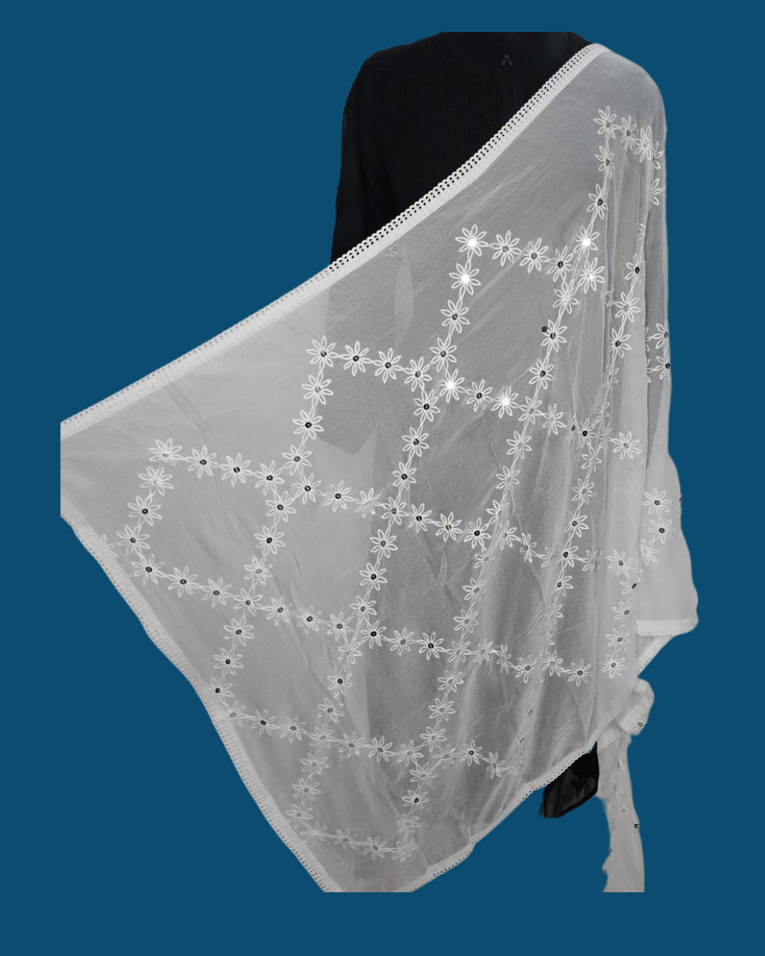 designer dupatta mirror work