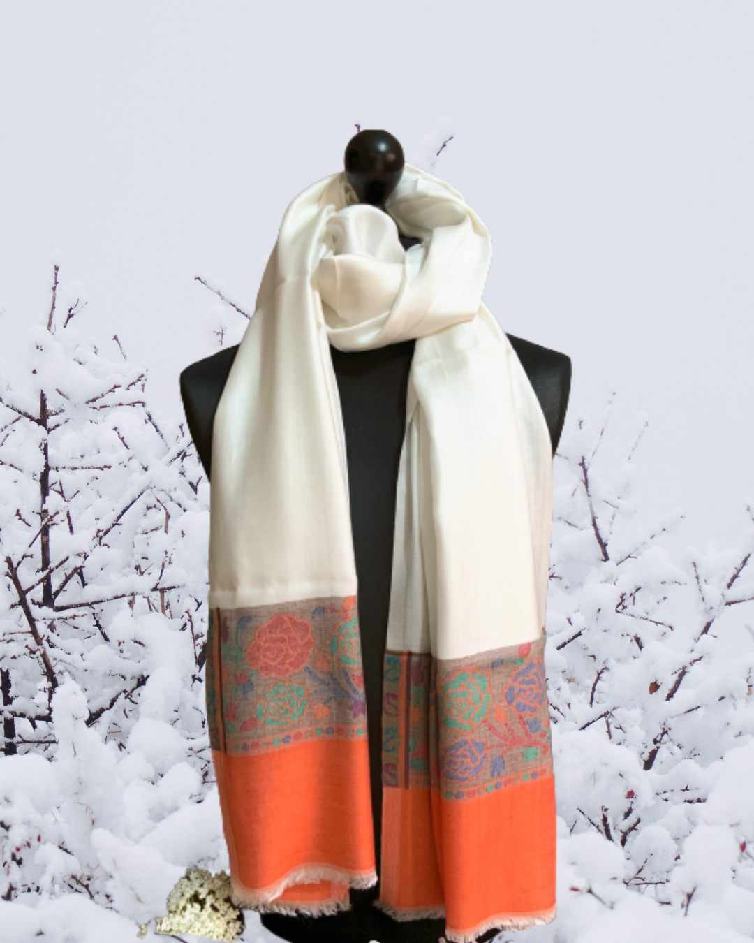 Pashmina kani /cream white