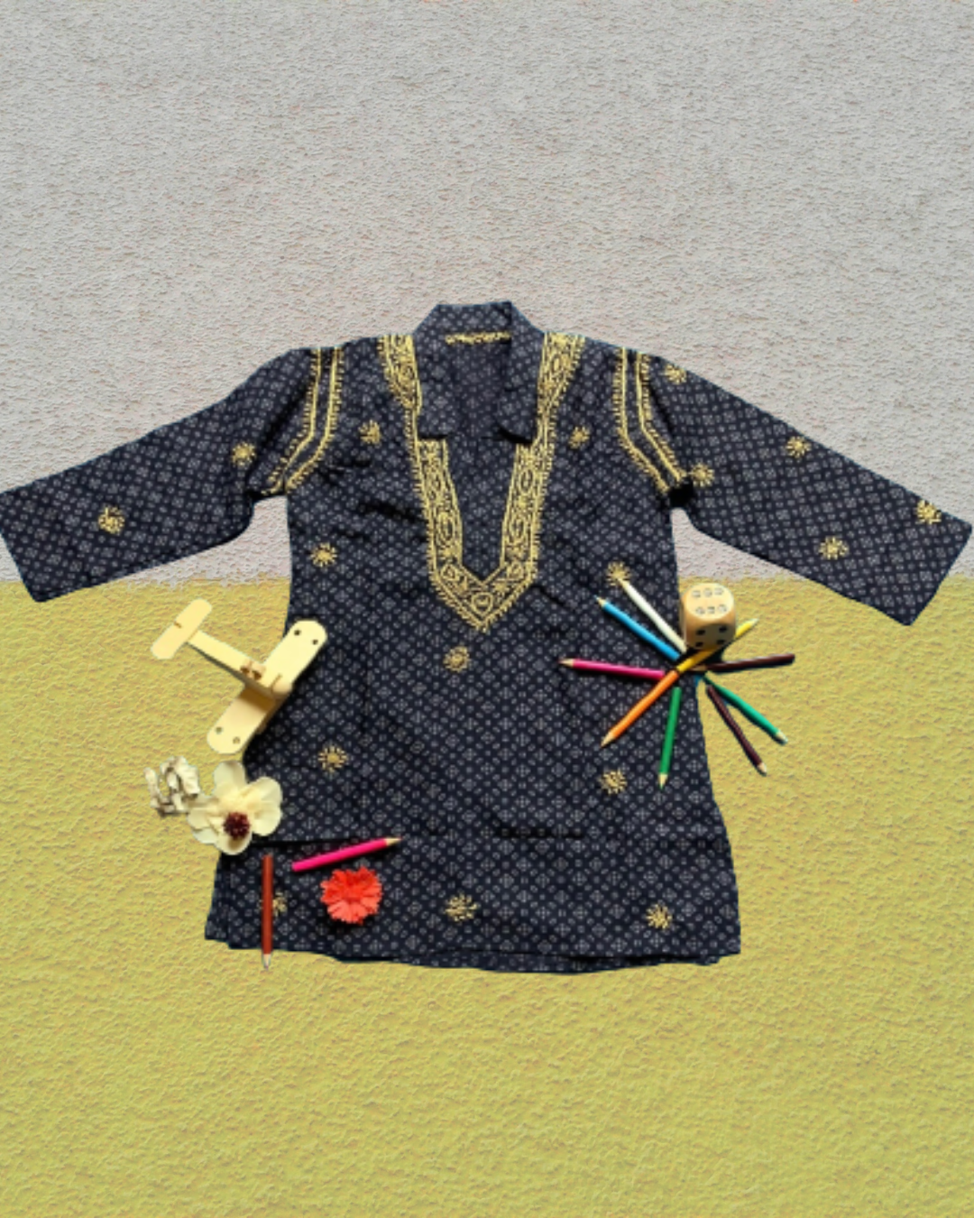Little Saahab Chikankari Kurta set blue