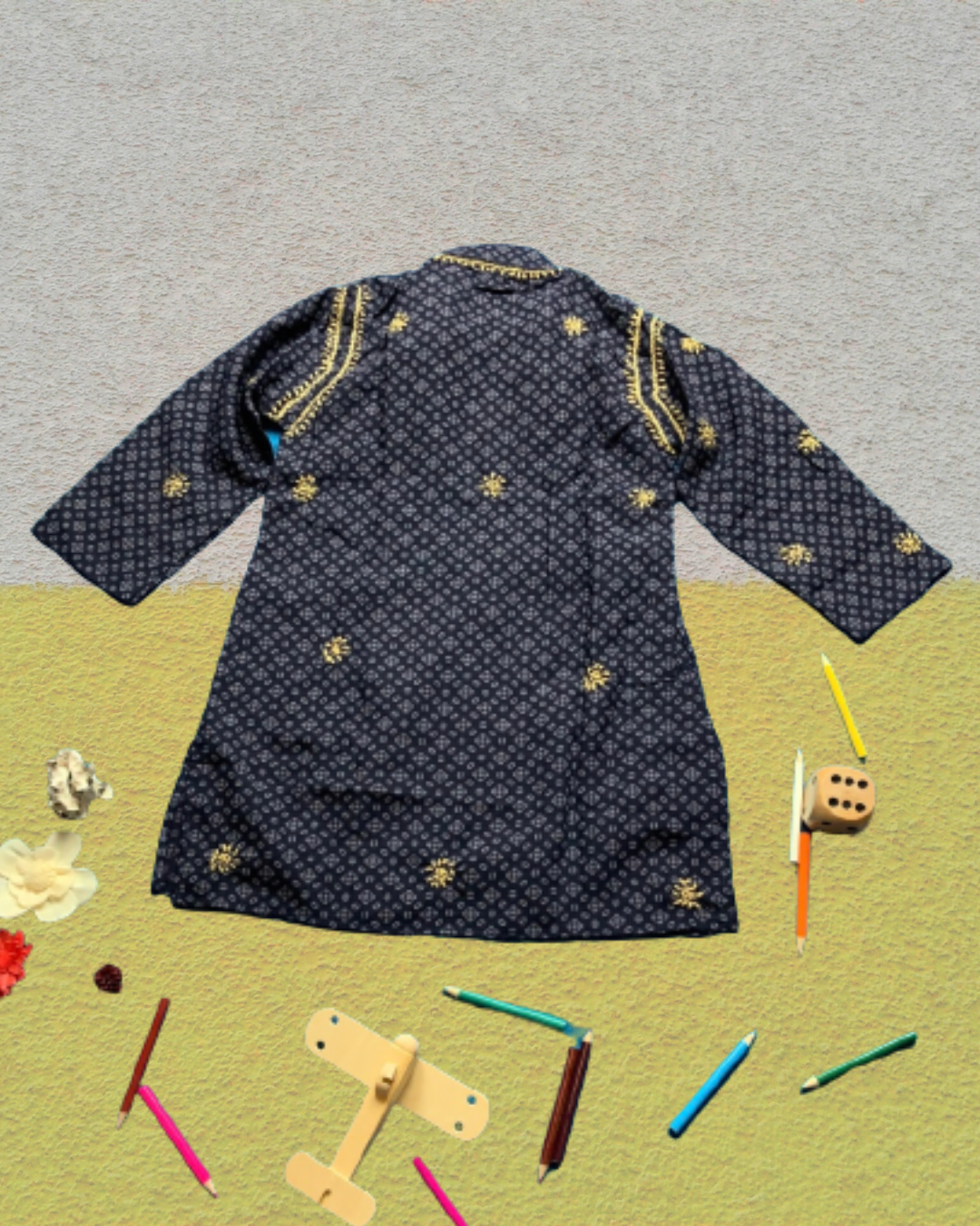 Little Saahab Chikankari Kurta set blue