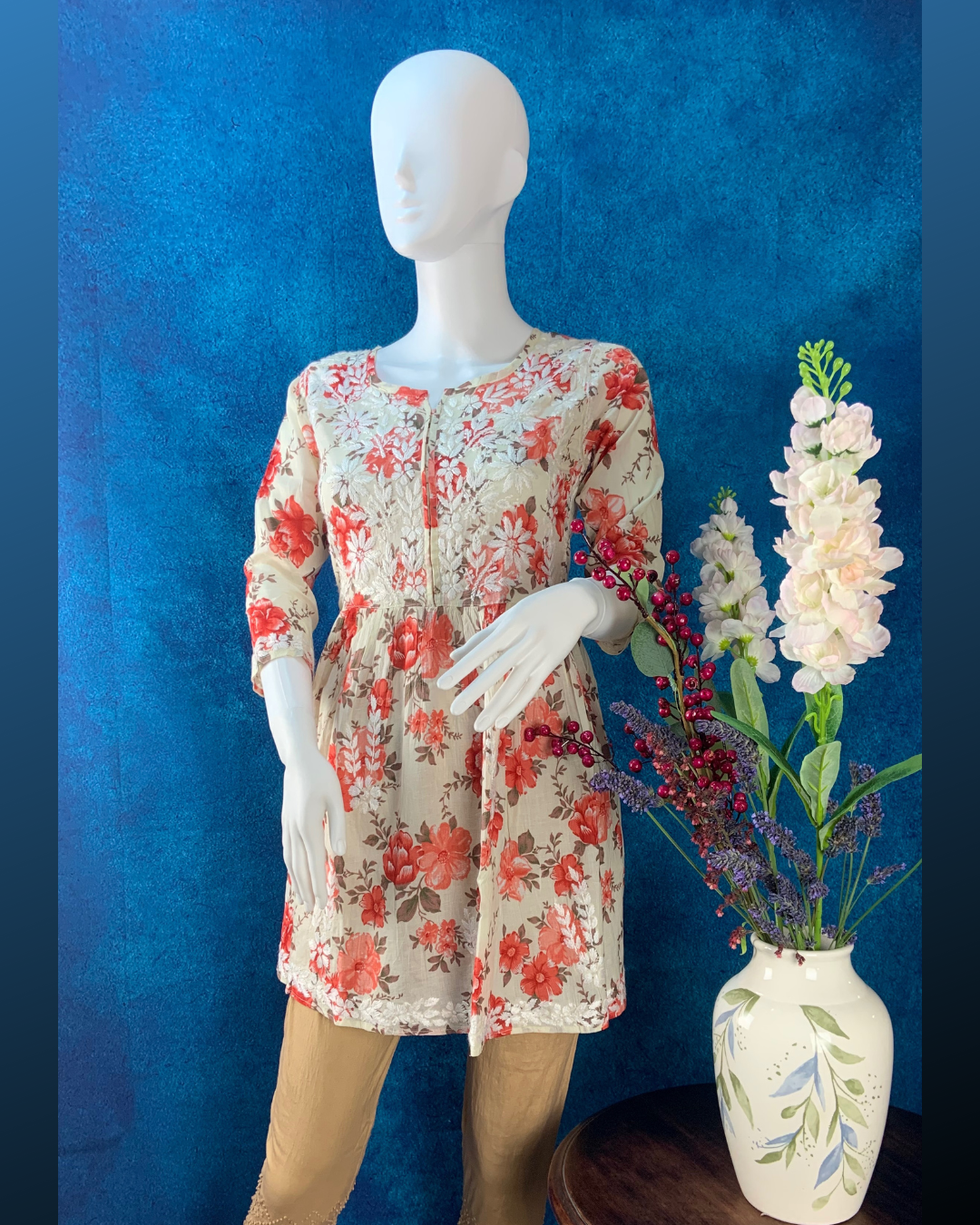 Daisy mulmul peplum blouse/top red