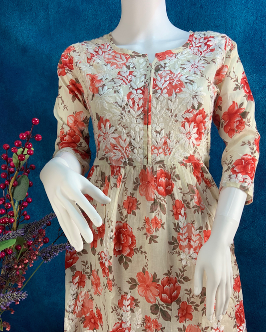 Daisy mulmul peplum blouse/top red